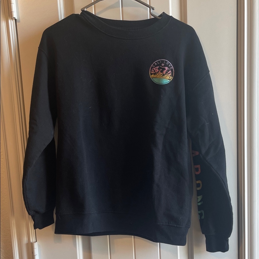 Billabong Black Sweatshirt with Multicolor Sleeve Logo